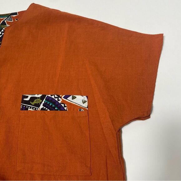 Vintage 80's Cricket Lane Rust Orange Button Front Blouse Women's Size Large - Picture 6 of 15